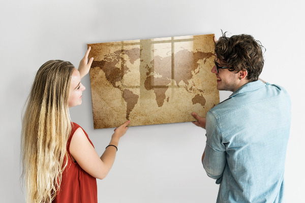 Magnettafel zum schreiben Weltkarte als Inspirationstafel