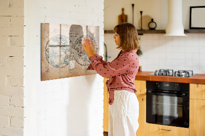 Magnettafel zum schreiben Weltkarte mit Platz für Fotos