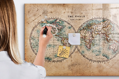 Magnettafel zum schreiben Weltkarte mit Platz für Fotos