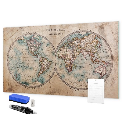 Magnettafel zum schreiben Weltkarte mit Platz für Fotos