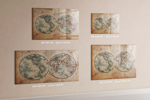 Magnettafel zum schreiben Weltkarte mit Platz für Fotos