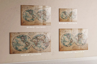 Magnettafel zum schreiben Weltkarte mit Platz für Fotos