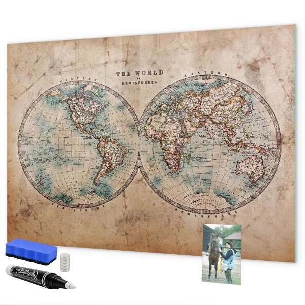 Magnettafel zum schreiben Weltkarte mit Platz für Fotos