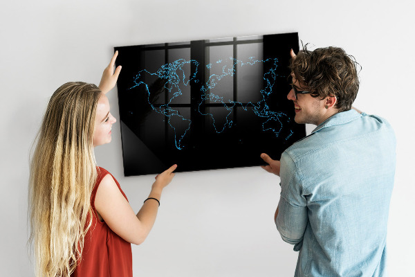 Schreib magnettafel Weltkarte mit Fotostandorten