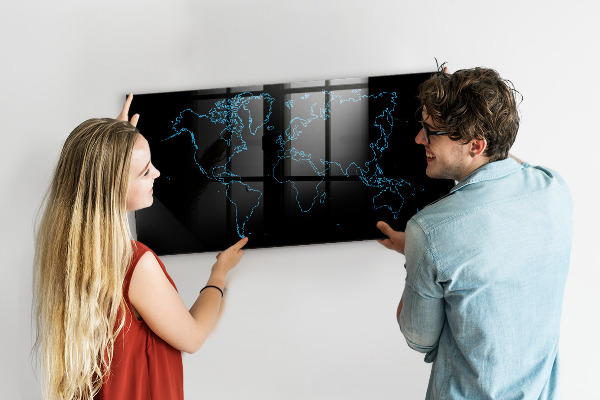 Schreib magnettafel Weltkarte mit Fotostandorten