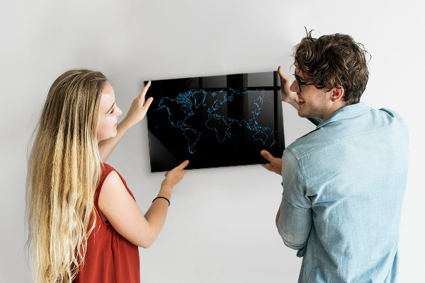 Schreib magnettafel Weltkarte mit Fotostandorten