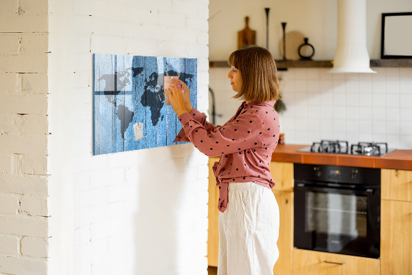Schreib magnettafel Weltkarte mit Fotostandorten