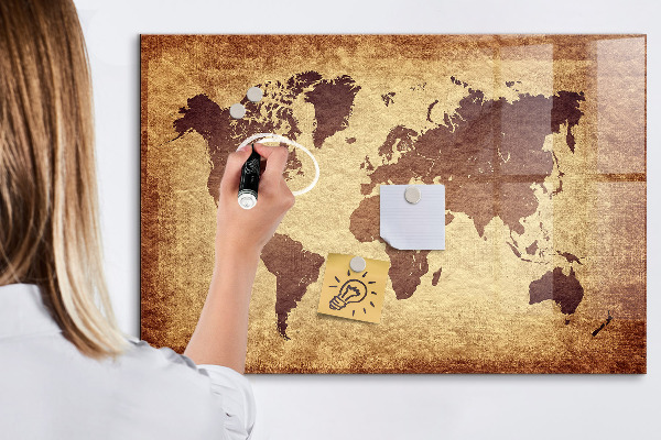 Magnettafel zum schreiben Weltkarte mit Fotostandorten