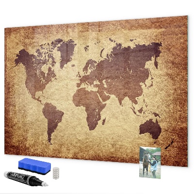 Magnettafel zum schreiben Weltkarte mit Fotostandorten