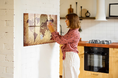 Magnettafel zum schreiben Weltkarte mit Fotostandorten
