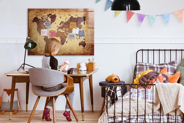 Magnettafel zum schreiben Weltkarte mit Fotostandorten