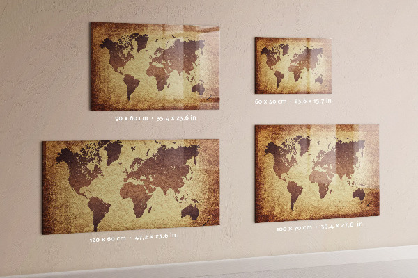 Magnettafel zum schreiben Weltkarte mit Fotostandorten