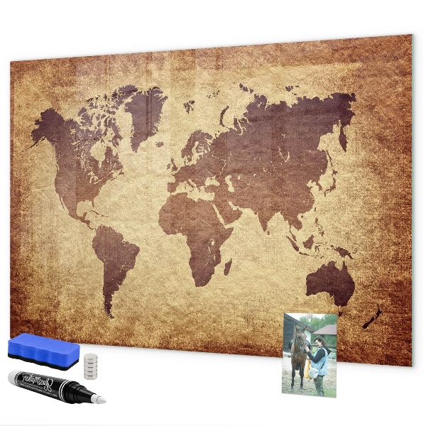 Magnettafel zum schreiben Weltkarte mit Fotostandorten