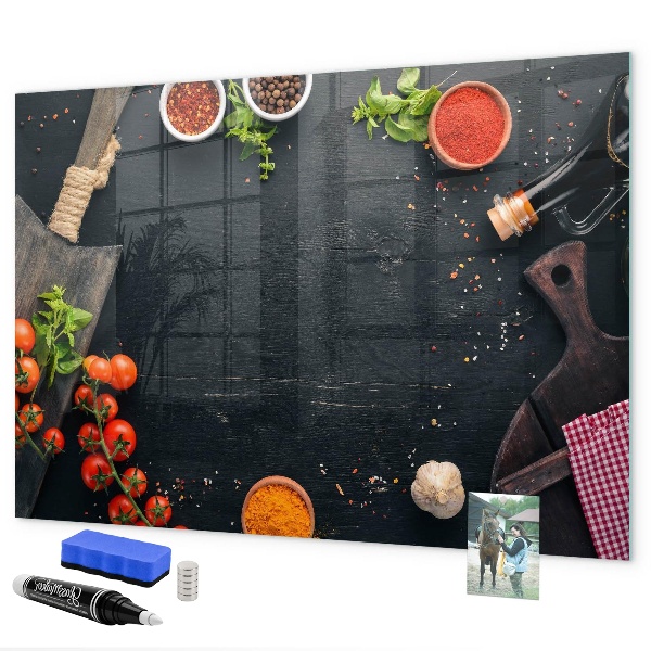 Magnettafel zum schreiben Kücheninspirationen mit persönlichen Erinnerungen