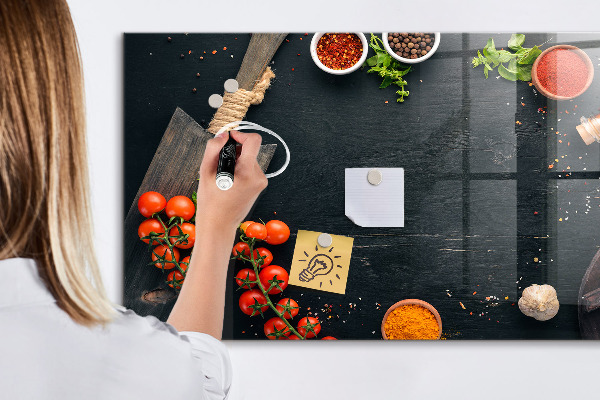 Magnettafel zum schreiben Kücheninspirationen mit persönlichen Erinnerungen