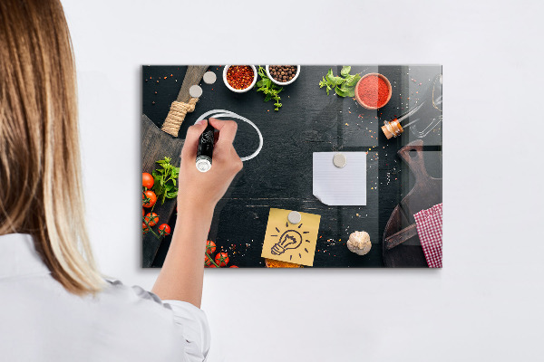 Magnettafel zum schreiben Kücheninspirationen mit persönlichen Erinnerungen