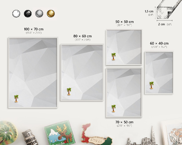 Wand-Magnettafel für Reisesouvenirs mit weißem Rahmen Weiße Geometrie