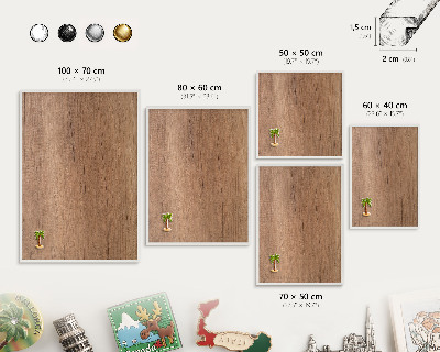 Magnettafel aus Metall für Souvenirs in weißem Rahmen Holzstruktur