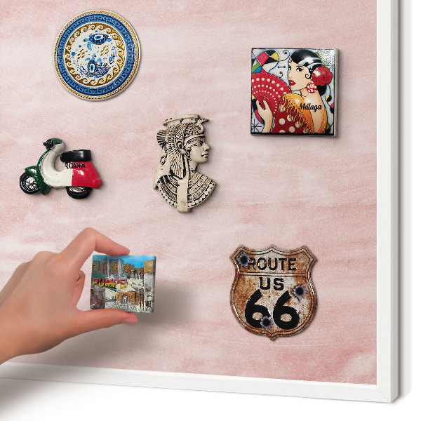 Wand-Magnettafel für Reisesouvenirs mit weißem Rahmen Rosa Textur