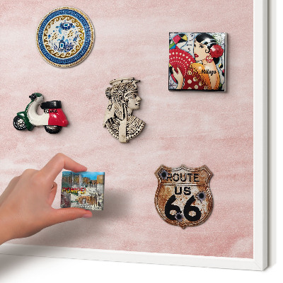 Wand-Magnettafel für Reisesouvenirs mit weißem Rahmen Rosa Textur