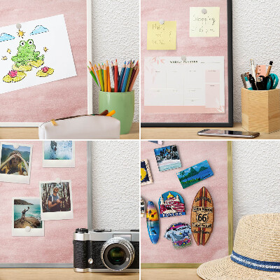 Wand-Magnettafel für Reisesouvenirs mit weißem Rahmen Rosa Textur