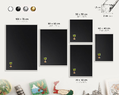 Wand-Magnettafel für Reisesouvenirs mit weißem Rahmen Schwarz
