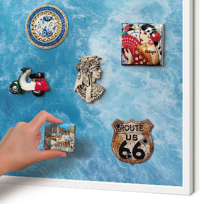 Wand-Magnettafel für Reisesouvenirs mit weißem Rahmen Meereswellen