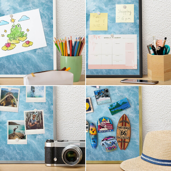 Wand-Magnettafel für Reisesouvenirs mit weißem Rahmen Meereswellen