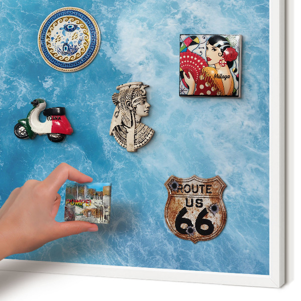 Wand-Magnettafel für Reisesouvenirs mit weißem Rahmen Meereswellen
