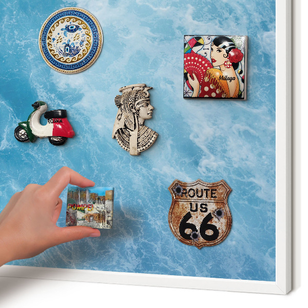 Wand-Magnettafel für Reisesouvenirs mit weißem Rahmen Meereswellen
