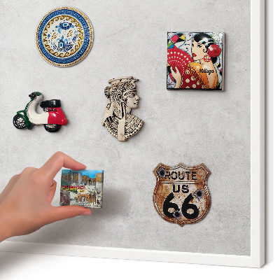 Magnettafel aus Metall für Souvenirs in weißem Rahmen Graue Eleganz