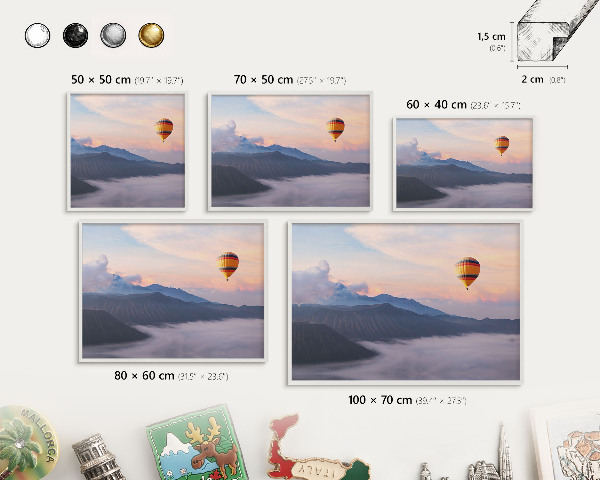 Magnettafel aus Metall für Souvenirs in weißem Rahmen Sky Journey