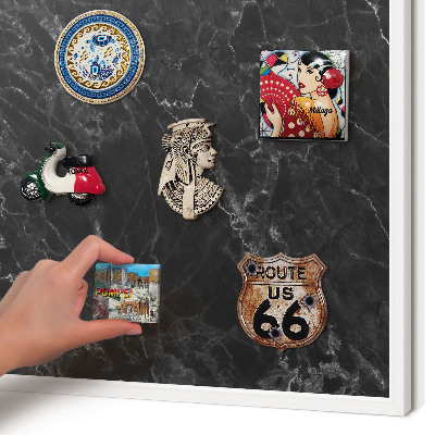 Wand-Magnettafel für Reisesouvenirs mit weißem Rahmen Marmor-Eleganz