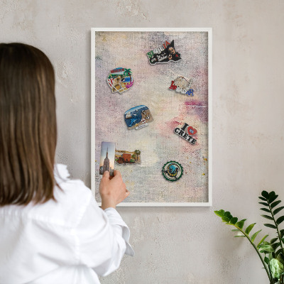 Wand-Magnettafel für Reisesouvenirs mit weißem Rahmen Pastellabstraktion
