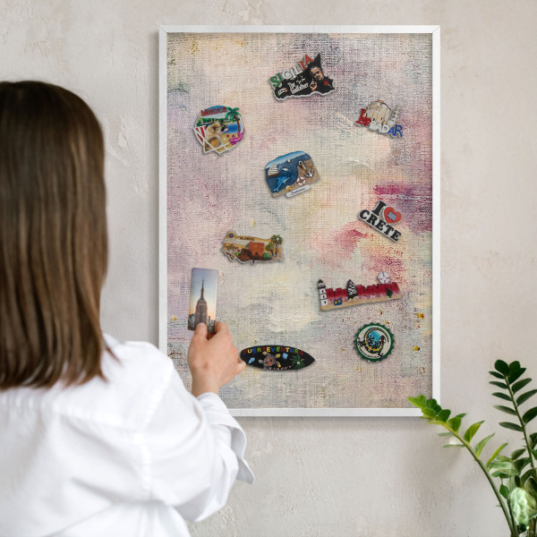 Wand-Magnettafel für Reisesouvenirs mit weißem Rahmen Pastellabstraktion