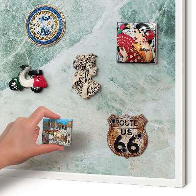 Magnettafel aus Metall für Souvenirs in weißem Rahmen Grüne Texturen