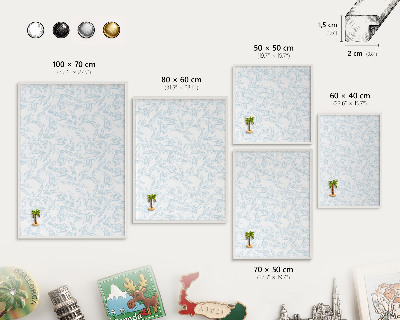 Wand-Magnettafel für Reisesouvenirs mit weißem Rahmen Helles Thema