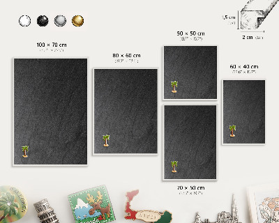 Wand-Magnettafel für Reisesouvenirs mit weißem Rahmen Schwarze Textur