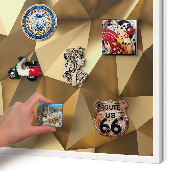 Wand-Magnettafel für Reisesouvenirs mit weißem Rahmen Warme Geometrie