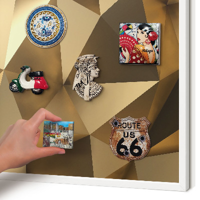 Wand-Magnettafel für Reisesouvenirs mit weißem Rahmen Warme Geometrie