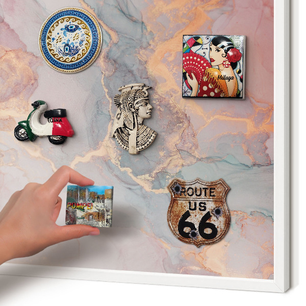 Wand-Magnettafel für Reisesouvenirs mit weißem Rahmen Farbenfrohe Abstraktion