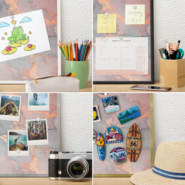 Wand-Magnettafel für Reisesouvenirs mit weißem Rahmen Farbenfrohe Abstraktion