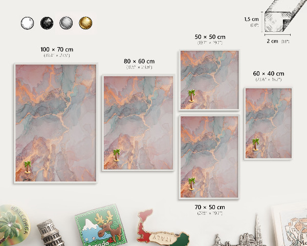 Wand-Magnettafel für Reisesouvenirs mit weißem Rahmen Farbenfrohe Abstraktion