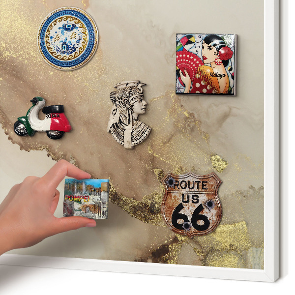 Wand-Magnettafel für Reisesouvenirs mit weißem Rahmen Eleganter Glanz