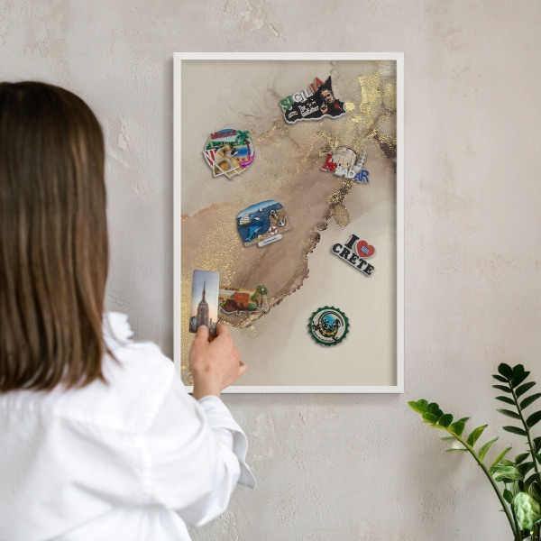 Wand-Magnettafel für Reisesouvenirs mit weißem Rahmen Eleganter Glanz