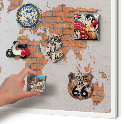 Magnettafel aus Metall für Souvenirs in weißem Rahmen Brick-Karte