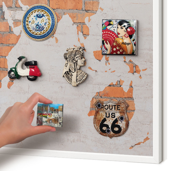 Magnettafel aus Metall für Souvenirs in weißem Rahmen Brick-Karte
