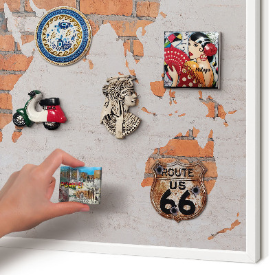 Magnettafel aus Metall für Souvenirs in weißem Rahmen Brick-Karte
