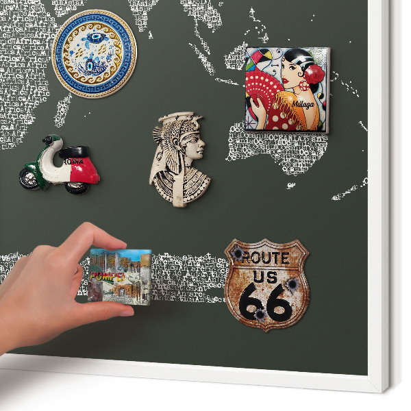Magnettafel aus Metall für Souvenirs in weißem Rahmen Textkarte