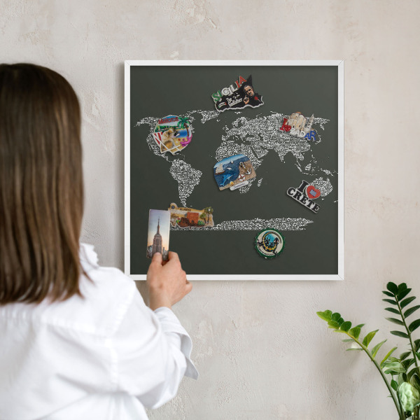 Magnettafel aus Metall für Souvenirs in weißem Rahmen Textkarte